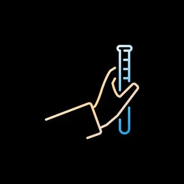Blue Test Tube in Hand vector concept line colorful icon Illustration