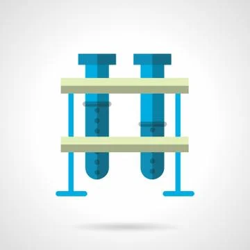Blue test-tubes flat color style vector icon Stock Illustration