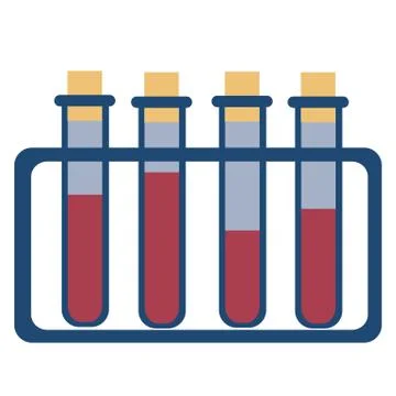 Blue test tubes with red liquid and with different liquid levels, isolated Stock Illustration