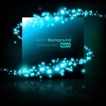 Blue text box design with sparkling vortex around it Stock Illustration