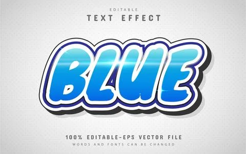 Blue text, cartoon style editable text effect Stock Illustration