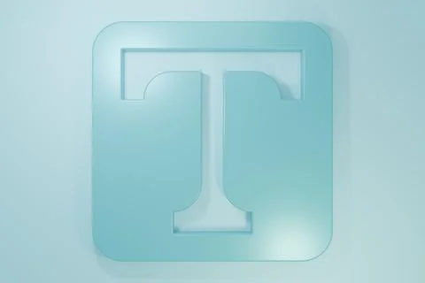 Blue Text icon isolated on blue background. Minimalism concept. 3D render i.. Stock Illustration