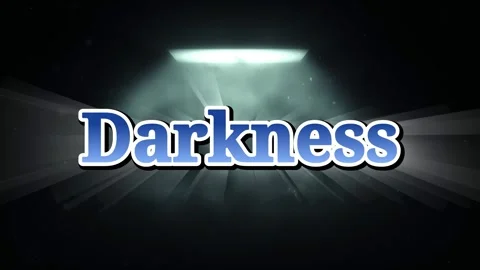 Blue text spelling darkness glowing against dark background with rays with Stock Footage 343817048