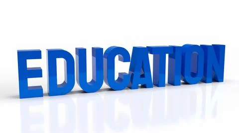 Blue text on white background for education concept 3d rendering Stock Illustration