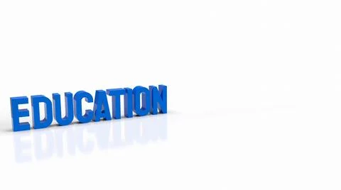 Blue text on white background for education concept 3d rendering Stock Illustration