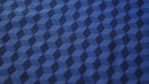 Blue textile with geometric pattern close up footage, texture and background Stock Footage 313149207