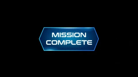 Blue texts MISSION COMPLETE  Stock Footage 128626911