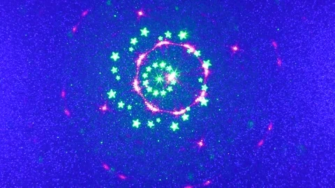 On a blue texture background flying animated pattern in green and red Vidéo 241293208