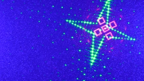 On a blue texture background flying animated pattern in green and pink Vidéo 241293225