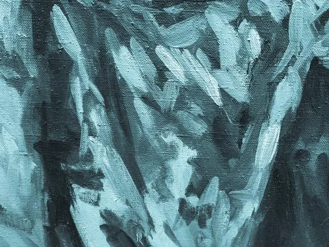 Blue texture. bright feather paint. applying paint to canvas. the creation of Stock Photos