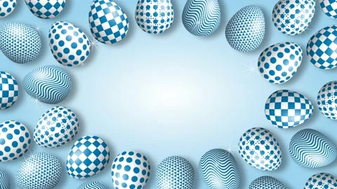 Blue textured Easter eggs with greeting space in centre Stock Footage 235552362