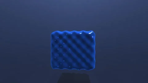 Blue textured object rotating in a dark environment Stock Footage 337968286