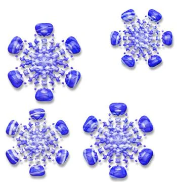 Blue textured snowflakes pattern with drop shadow. Seamless pattern Stock Illustration