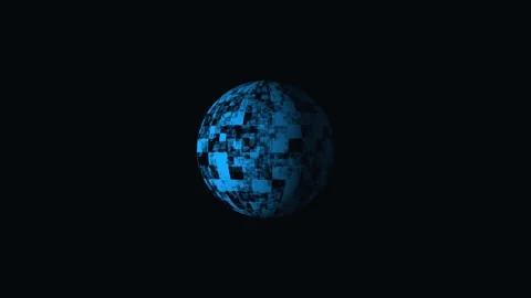 Blue textured sphere rotating slowly in dark void with subtle light changes Stock Footage 342522216
