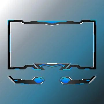 Blue theme game ui live stream overlay border frame Stock Illustration