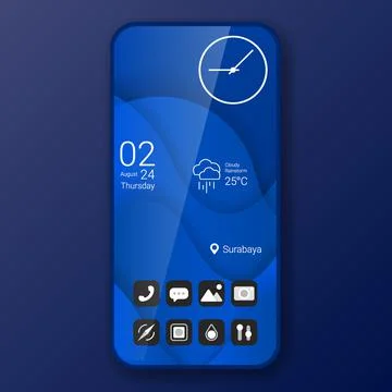 Blue theme user interface realistic smartphone design Stock Illustration