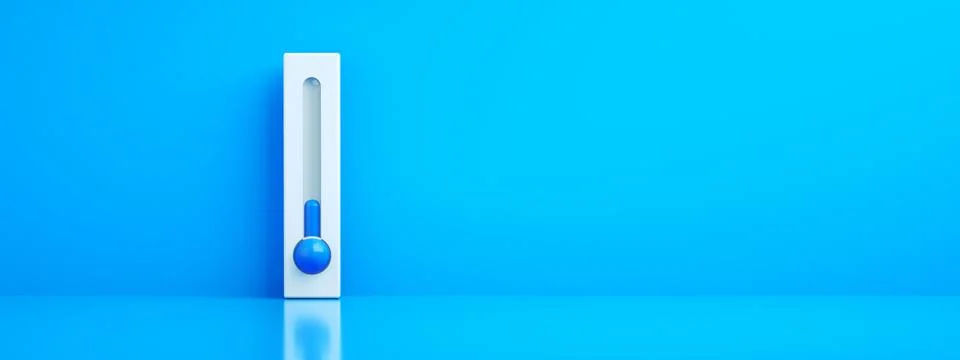 Blue thermometer 3d Stock Photos
