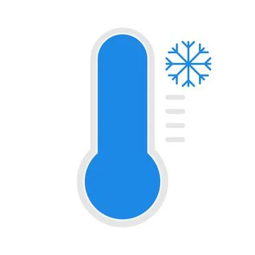 Blue thermometer icon on white background. Cold. Vector illustration. Illustrazione stock