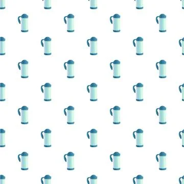 Blue thermos bottle seamless repeating pattern background イラスト素材