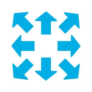 Blue thick arrows in 8/eight different directions Stock Illustration