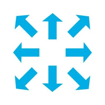 Blue thin arrows in 8/eight different directions Stock Illustration