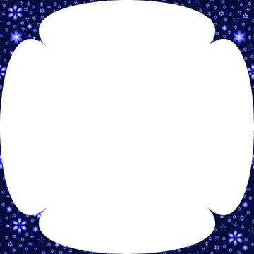Blue thin curly frame with light blue flowers on it Stock Illustration