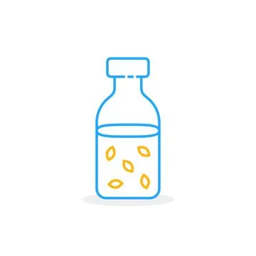 Blue thin line bottle with milk or yogurt Stock Illustration