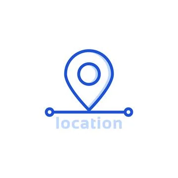 Blue thin line location pin icon Stock Illustration