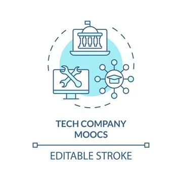 Blue thin linear icon tech company MOOCs concept イラスト素材