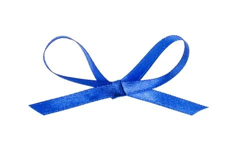 Blue thin ribbon bow Stock Photos