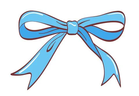 Blue thin single loop shoelace bow, long tails Illustrazione stock
