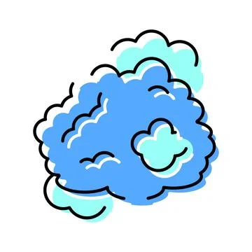 Blue thought bubble line art illustration cartoon Stock Illustration