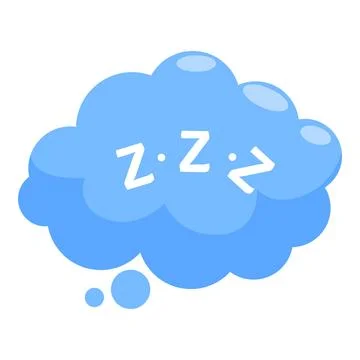 Blue thought bubble showing zzz sign for sleep Stock Illustration