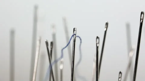 Blue  thread and needle Stock Footage 240325465