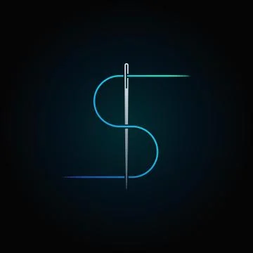 Blue thread and needle vector concept colorful icon Stock Illustration
