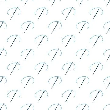 Blue Thread and Needle vector Needlework geometric seamless pattern Stock Illustration