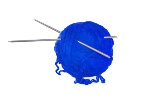 Blue thread ball isolated on white Stock Photos