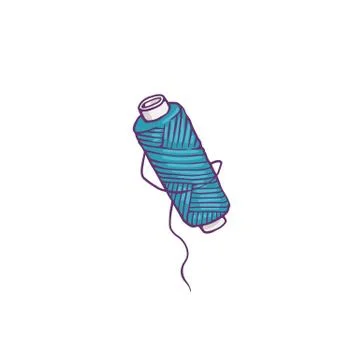 Blue thread coil for sewing and needlework, cartoon vector illustration isolated Stock Illustration