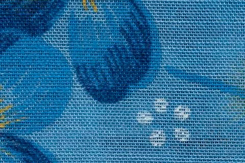 Blue thread fabric pattern macro closeup 写真素材