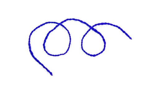 Blue thread isolate on white background. Selective focus. Old. Stock Photos