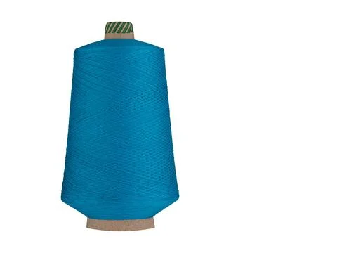 Blue Thread Spool on White Background Stock Photos