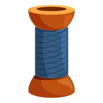 Blue thread wrapped around orange wooden spool for sewing and tailoring Stock Illustration