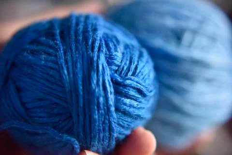 Blue threads for knitting Stock Photos