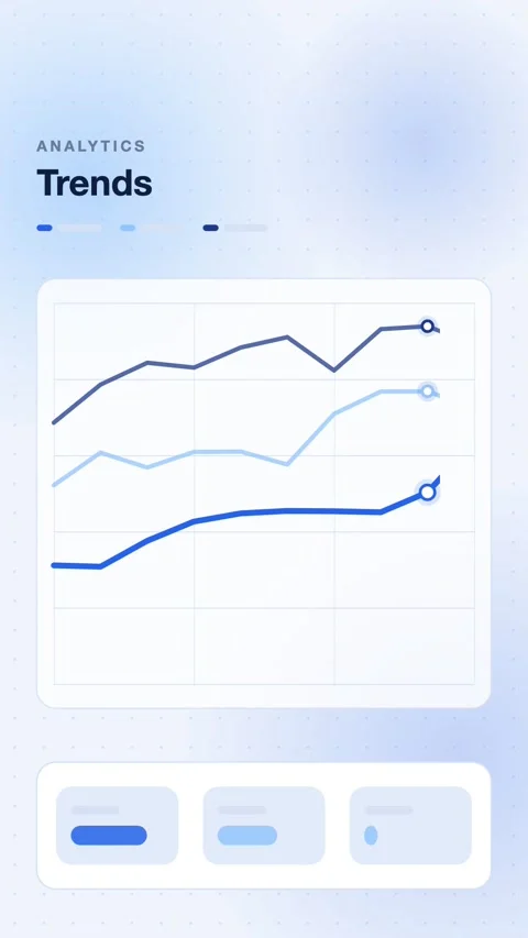 Blue Three Curves Drawing On A Grid Vertical Animated Background For Analytics Stock Footage 343855068