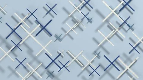 Blue three-dimensional cross lines geometric abstract background Stock Photos