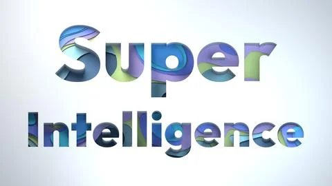 Blue three-dimensional smart text background translation super intelligence Stock Illustration