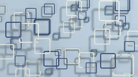 Blue three-dimensional square frame geometric abstract background design Stock Photos