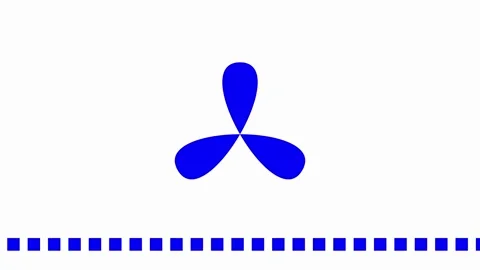 Blue three leafed shape on white background. Three leafed shape symbol for .. Stock Footage 337816182