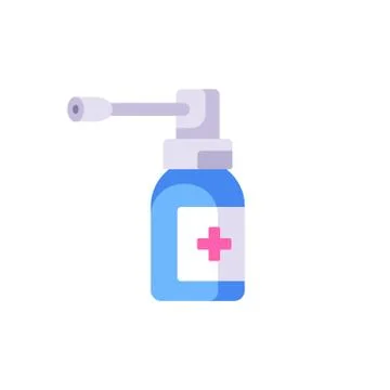 Blue throat spray bottle flat illustration Stock Illustration