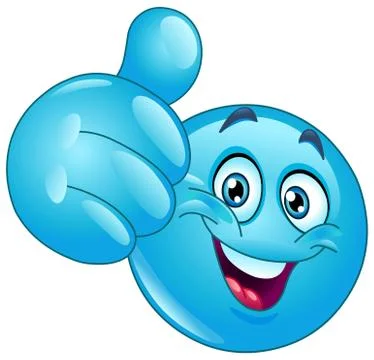 Blue thumb up emoticon Stock Illustration